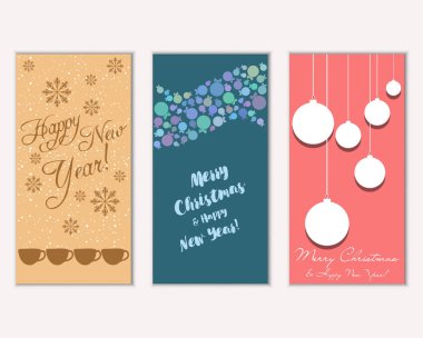 vektör çizim kış tatil tebrik kartları