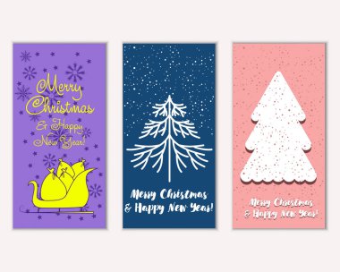 Mutlu Noeller ve mutlu yeni yıl tebrik kartları. Vektör çizim 