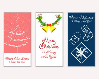 mutlu Noeller ve mutlu yeni yıl tebrik kartları vektör çizim