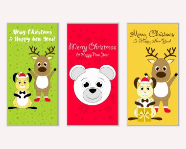 Renkli Noel kartları ile yeni yıl süslemeleri, illüstrasyon vektör