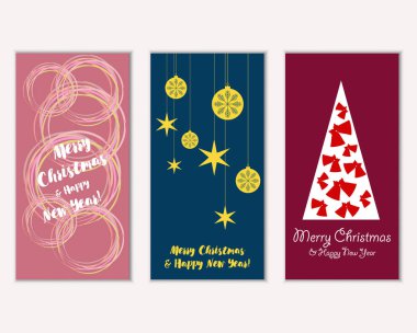 vektör çizim kış tatil tebrik kartları