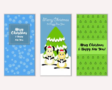 Renkli Noel kartları ile yeni yıl süslemeleri, illüstrasyon vektör