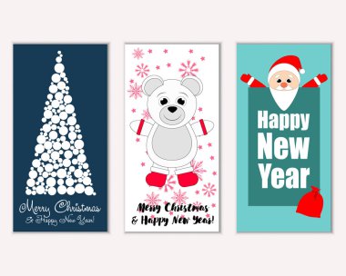 vektör çizim kış tatil tebrik kartları