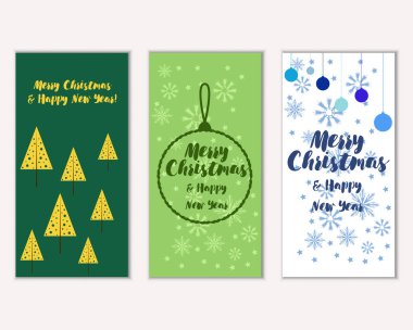 mutlu Noeller ve mutlu yeni yıl tebrik kartları vektör çizim      