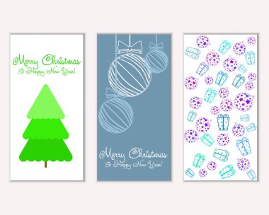 Mutlu Noeller ve mutlu yeni yıl tebrik kartları. Vektör çizim   