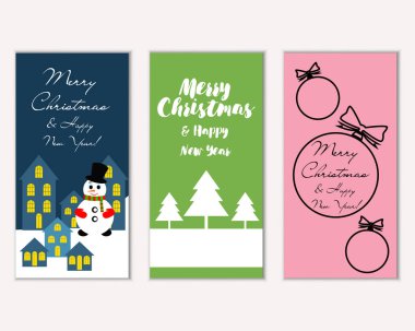 mutlu Noeller ve mutlu yeni yıl tebrik kartları vektör çizim