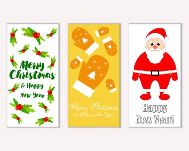 mutlu Noeller ve mutlu yeni yıl tebrik kartları vektör çizim       