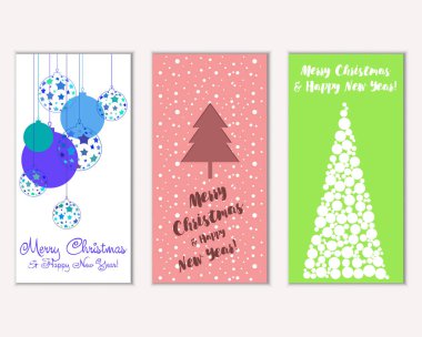 Renkli Noel kartları ile yeni yıl süslemeleri, illüstrasyon vektör