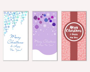 mutlu Noeller ve mutlu yeni yıl tebrik kartları vektör çizim