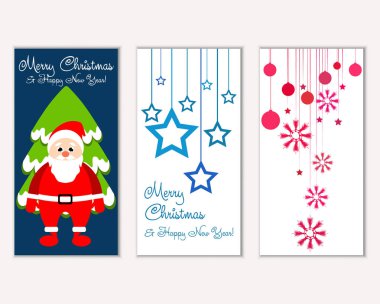 mutlu Noeller ve mutlu yeni yıl tebrik kartları vektör çizim