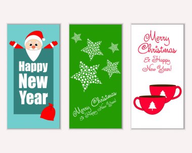 vektör çizim kış tatil tebrik kartları