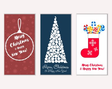 vektör çizim kış tatil tebrik kartları