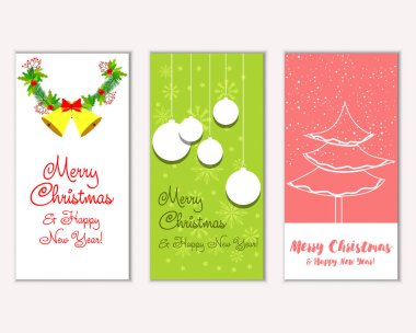 mutlu Noeller ve mutlu yeni yıl tebrik kartları vektör çizim