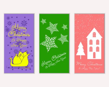 vektör çizim kış tatil tebrik kartları