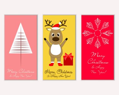 mutlu Noeller ve mutlu yeni yıl tebrik kartları vektör çizim   