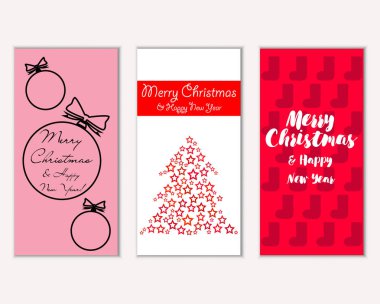 mutlu Noeller ve mutlu yeni yıl tebrik kartları vektör çizim