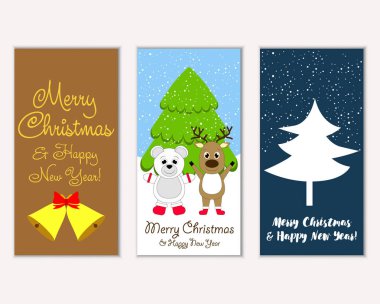 vektör çizim kış tatil tebrik kartları