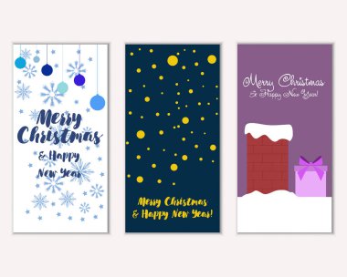 vektör çizim kış tatil tebrik kartları