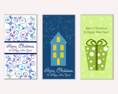 vektör çizim kış tatil tebrik kartları