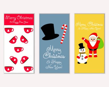 mutlu Noeller ve mutlu yeni yıl tebrik kartları vektör çizim       