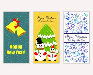 vektör çizim kış tatil tebrik kartları