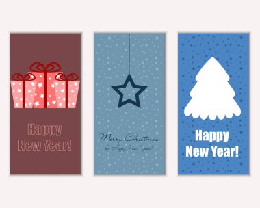 mutlu Noeller ve mutlu yeni yıl tebrik kartları vektör çizim      