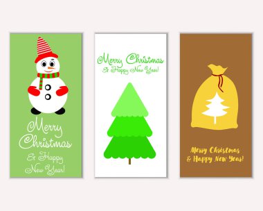 Mutlu Noeller ve mutlu yeni yıl tebrik kartları. Vektör çizim     