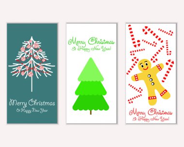 Mutlu Noeller ve mutlu yeni yıl tebrik kartları. Vektör çizim 
