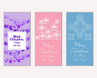 Renkli Noel kartları ile yeni yıl süslemeleri, illüstrasyon vektör