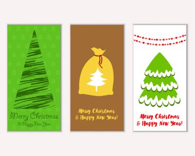 Mutlu Noeller ve mutlu yeni yıl tebrik kartları. Vektör çizim 