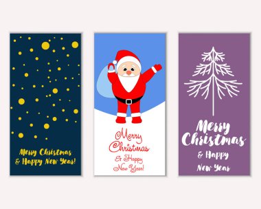 vektör çizim kış tatil tebrik kartları