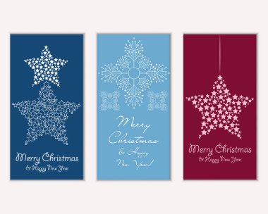 Mutlu Noeller ve mutlu yeni yıl tebrik kartları. Vektör çizim   
