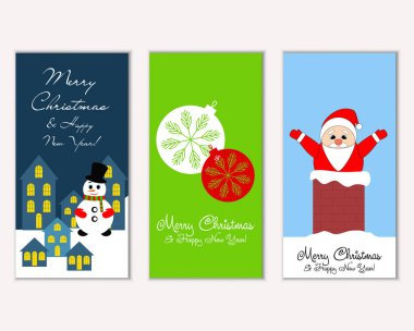 mutlu Noeller ve mutlu yeni yıl tebrik kartları vektör çizim