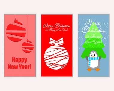 mutlu Noeller ve mutlu yeni yıl tebrik kartları vektör çizim