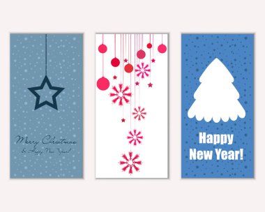 mutlu Noeller ve mutlu yeni yıl tebrik kartları vektör çizim      