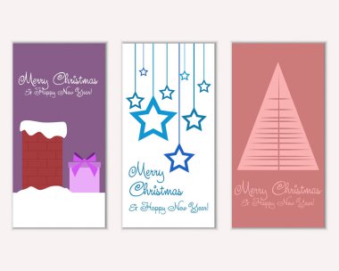 mutlu Noeller ve mutlu yeni yıl tebrik kartları vektör çizim     