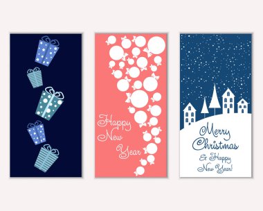 vektör çizim kış tatil tebrik kartları