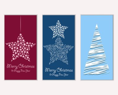 Mutlu Noeller ve mutlu yeni yıl tebrik kartları. Vektör çizim   