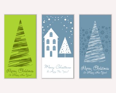 mutlu Noeller ve mutlu yeni yıl tebrik kartları vektör çizim     