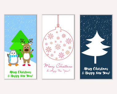 vektör çizim kış tatil tebrik kartları