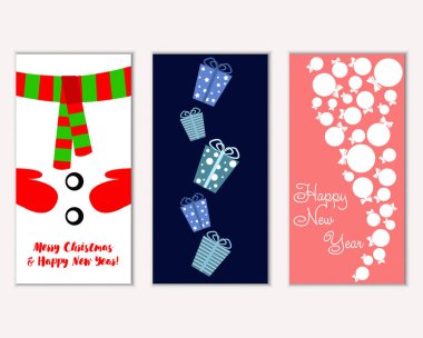 vektör çizim kış tatil tebrik kartları