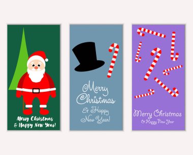 mutlu Noeller ve mutlu yeni yıl tebrik kartları vektör çizim