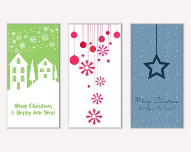 mutlu Noeller ve mutlu yeni yıl tebrik kartları vektör çizim      