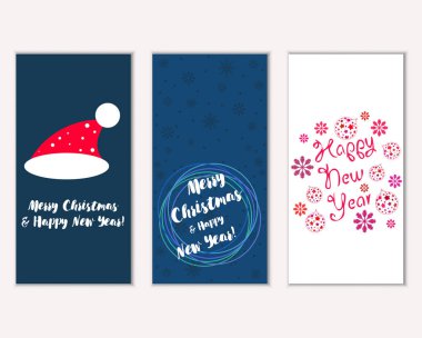 Renkli Noel kartları ile yeni yıl süslemeleri, illüstrasyon vektör