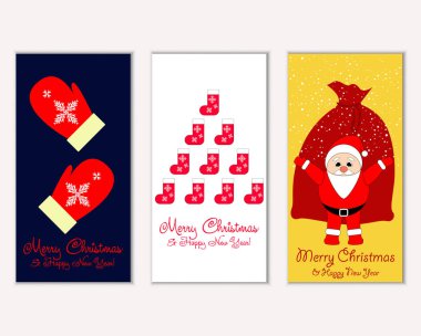 vektör çizim kış tatil tebrik kartları