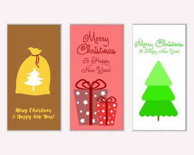 Mutlu Noeller ve mutlu yeni yıl tebrik kartları. Vektör çizim     