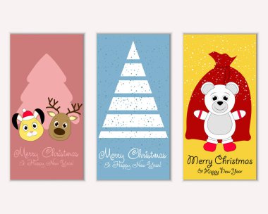 Renkli Noel kartları ile yeni yıl süslemeleri, illüstrasyon vektör