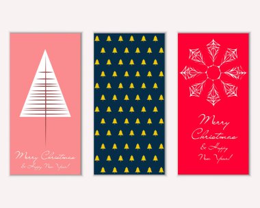 mutlu Noeller ve mutlu yeni yıl tebrik kartları vektör çizim   