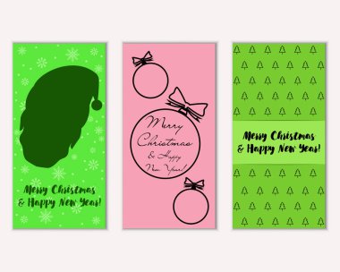 Renkli Noel kartları ile yeni yıl süslemeleri, illüstrasyon vektör