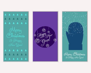 vektör çizim kış tatil tebrik kartları